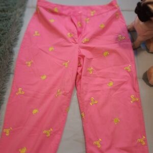 Lilly Pulitzer Vibrant Pink Pants with Yellow Accents
